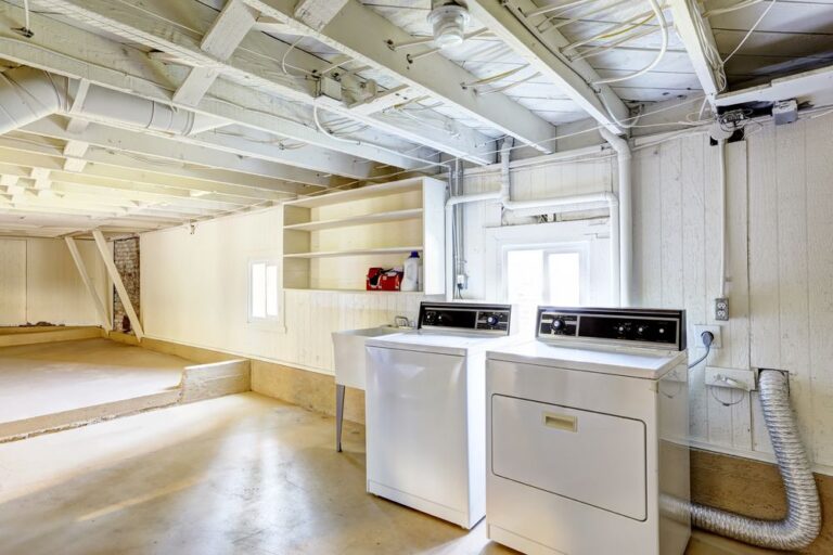 Photo of an unfinished basement.
